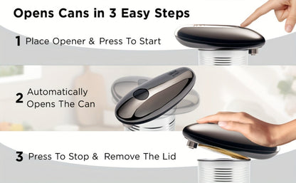 Electric Can Opener One Touch – Automatic 360° Rotation for All Can Sizes, Smooth Safe Edge, Battery Operated, Ideal for Seniors & Arthritic Hands, Kitchen Gadget