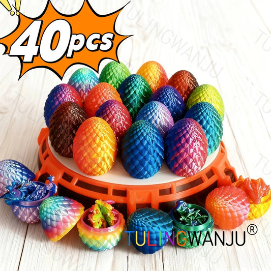 Dragon Egg Decorative Sculpture Set 40-Piece – 20 Mini Dragons & 20 Dragon Eggs Figurines, 4.92" Dragons & 2.2" Eggs, Fantasy Home Decor for Office, Living Room, Holiday Party & Collectors Gift