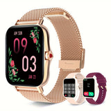Golden watch + pink silicone strap + burgundy silicone strap