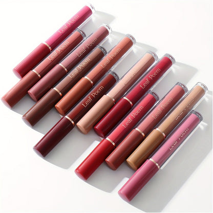 Lip Gloss Set by Leaf Poem with 12 Mixed Lip Colors, Slim Tube Applicators and Presentation Box