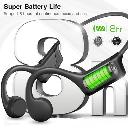 Open Ear Air Conduction Headphones Wireless, Mosyxe Sport Earphones with Noise Cancelling Mic, Seamless Bluetooth Pairing, Lightweight Open-Ear Design for Running Cycling Hiking Gym Outdoor Sports