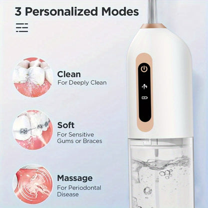 USB Rechargeable Electric Toothbrush and Water Flosser Set with Three Modes, Four Heads and Four Nozzles