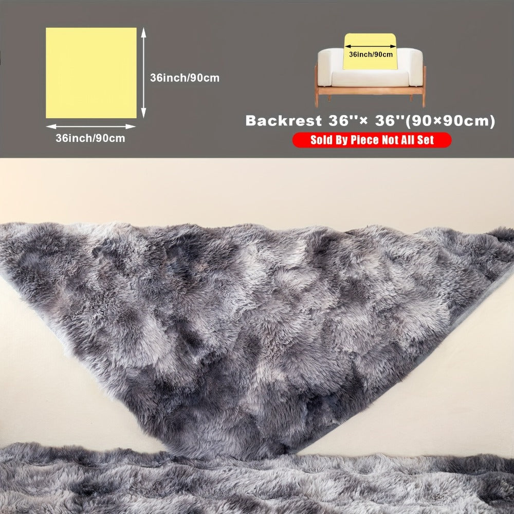 Sofa Cover, Faux-Lamb Plush Gradient Couch Pad in Five Colors with Armchair, Backrest and Seat Sizes