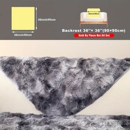 Sofa Cover, Faux-Lamb Plush Gradient Couch Pad in Five Colors with Armchair, Backrest and Seat Sizes