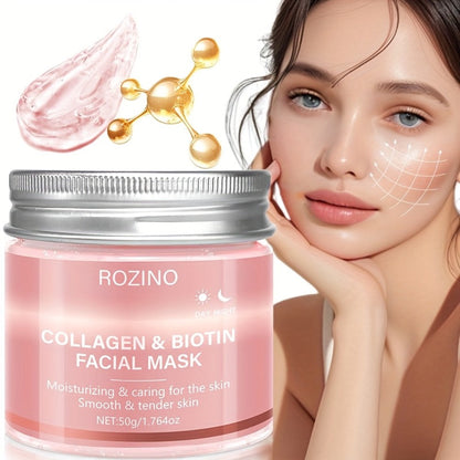 Biotin Collagen Face Mask 50g, Hydrating Anti-Aging Skin Firming Mask, Day & Night Brightening Treatment, Smooths Wrinkles & Plumps Skin for Youthful Radiant Complexion – Ideal Skincare Gift for Women