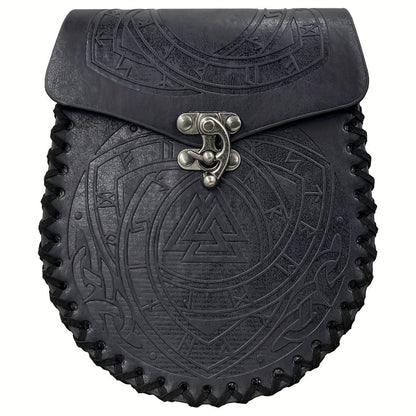 Costume Accessories Faux Leather Medieval Belt Pouch with Five Embossed Design Options in Brown or Black