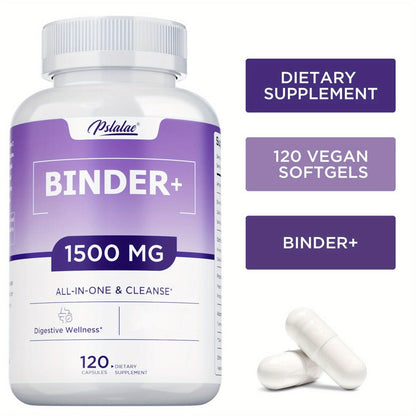 Dietary Supplement 13-in-1 Binder Capsules with Activated Charcoal, Zeolite and Bentonite Clay, 120 Count