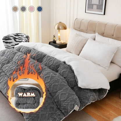 Double-Sided Plush Comforter with 400–450 GSM Pictured Weight, Four Colors and Twin XL to King Sizes