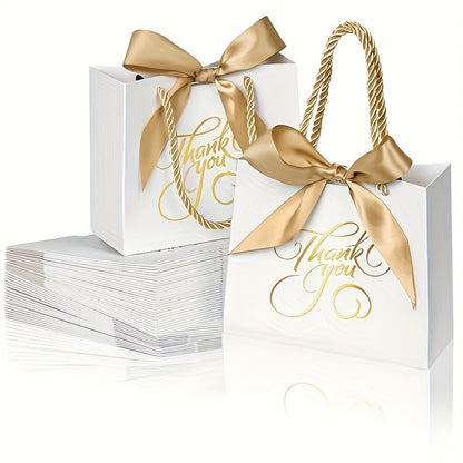Small Thank You Gift Bags with Handles Bulk 50 Pack 5.5x2.5x4.7 Inch Party Favor Bags for Bridal Shower Birthday Baby Shower Wedding Goodie Bags Treat Bags Gift Wrap Bags