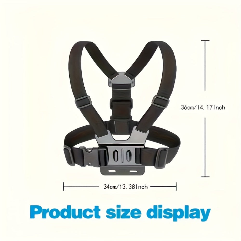 Adjustable Chest Camera Mount Harness with Six Black Checkout Styles and One-Size Strap Configuration