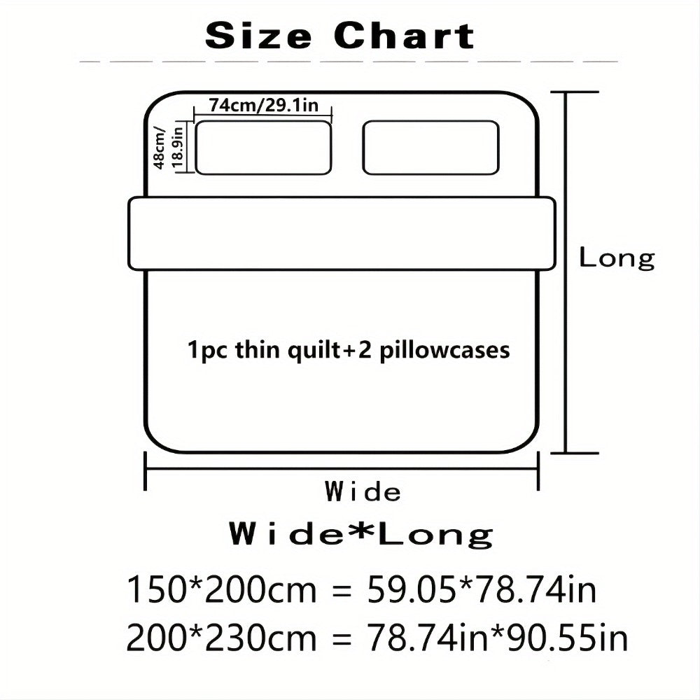 Floral Three-Piece Thin Quilt Set with Two Pillowcases, Twin to King Sizes and Three Printed Styles