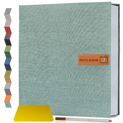 Self-Adhesive Linen Photo Album with 40- or 60-Page Options, Two Cover Sizes, Metal Pen and 12 Colors