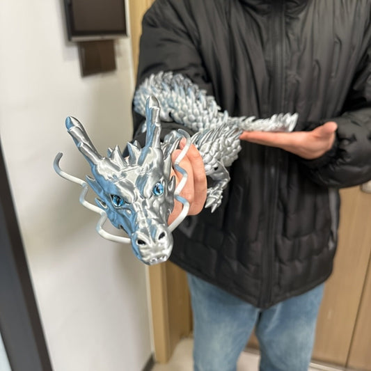 3D Printed Chinese Dragon Figurine 35.4" Poseable Articulated Joints Flexible Desk Sculpture Home Office Decor Collectible Gift