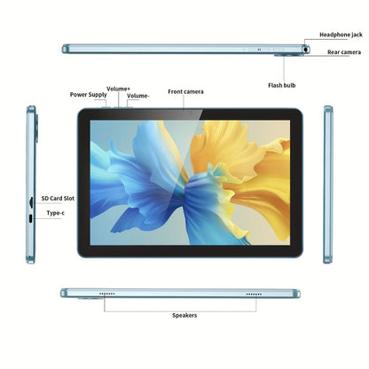 Android 13 Tablet 10 Inch 6GB RAM 32GB Storage 512GB Expandable Quad-Core IPS Touchscreen 2.4G WiFi Dual Camera Kids Adults Entertainment Portable Pad Sky Blue Gun Color