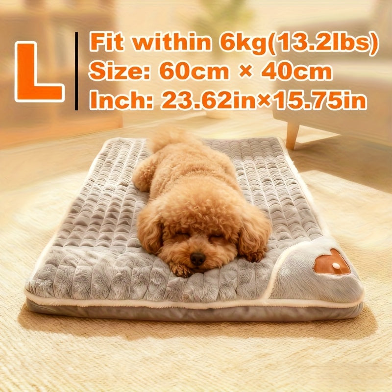 Thickened Dog Bed & Cat Bed Mat with Pillow – Anti-Slip, Machine Washable, Detachable Crate Mat for All Dogs & Cats, L & XL