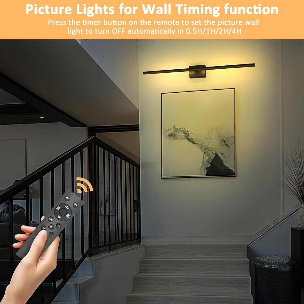 Cordless Two-Piece LED Wall Light Bar Set with Remote, 3000–6000K Range and 31-Inch Black Fixtures