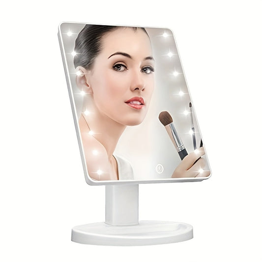 Lighted Vanity Mirror with 16 LED Bulbs – Hollywood Makeup Mirror, 180° Rotation, Touch Screen Brightness Control, USB & Battery Dual Power, Tabletop Mirror for Bathroom Bedroom Dressing Table, Gift for Women Girls