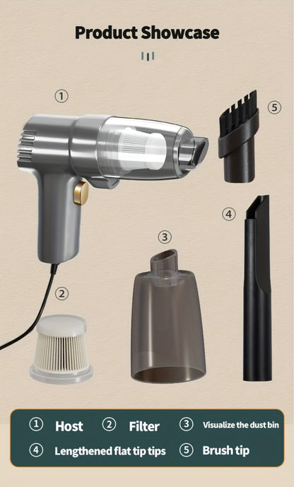 Corded Handheld Car Vacuum Cleaner with 3KPa Source Rating, 3m Power Cord, Brush and Crevice Nozzles in Five Colors