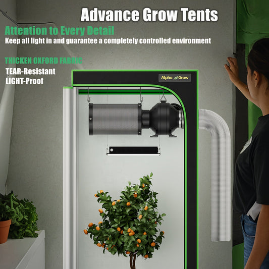 Hydroponic Grow Tent 1680D Mylar 100% Reflective with Tray & Observation Window, Indoor Plant Tent for Seedling to Flowering, Fits Closet & Balcony, Multiple Sizes