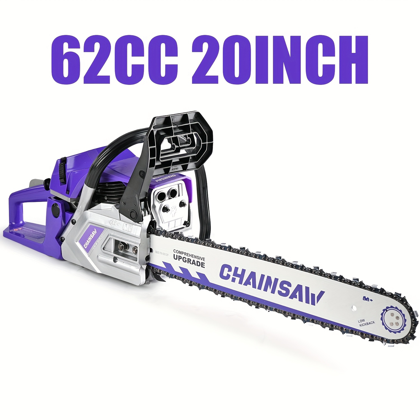 62CC 20-Inch Gas Chainsaw Kit in Five Colors with Bar Cover, Tool Pouch and Fuel Container