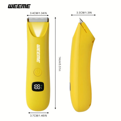 WEEEME Body Hair Trimmer with Digital Display, Four Guide Guards and Yellow, Blue or Black Housing