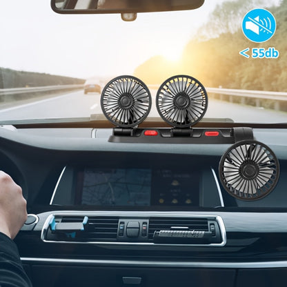 USB 3-Head Desk Fan Quiet Operation Adjustable Speed Powerful Efficient Cooling for Home Office Bedroom Computer Power Bank Compatible Black