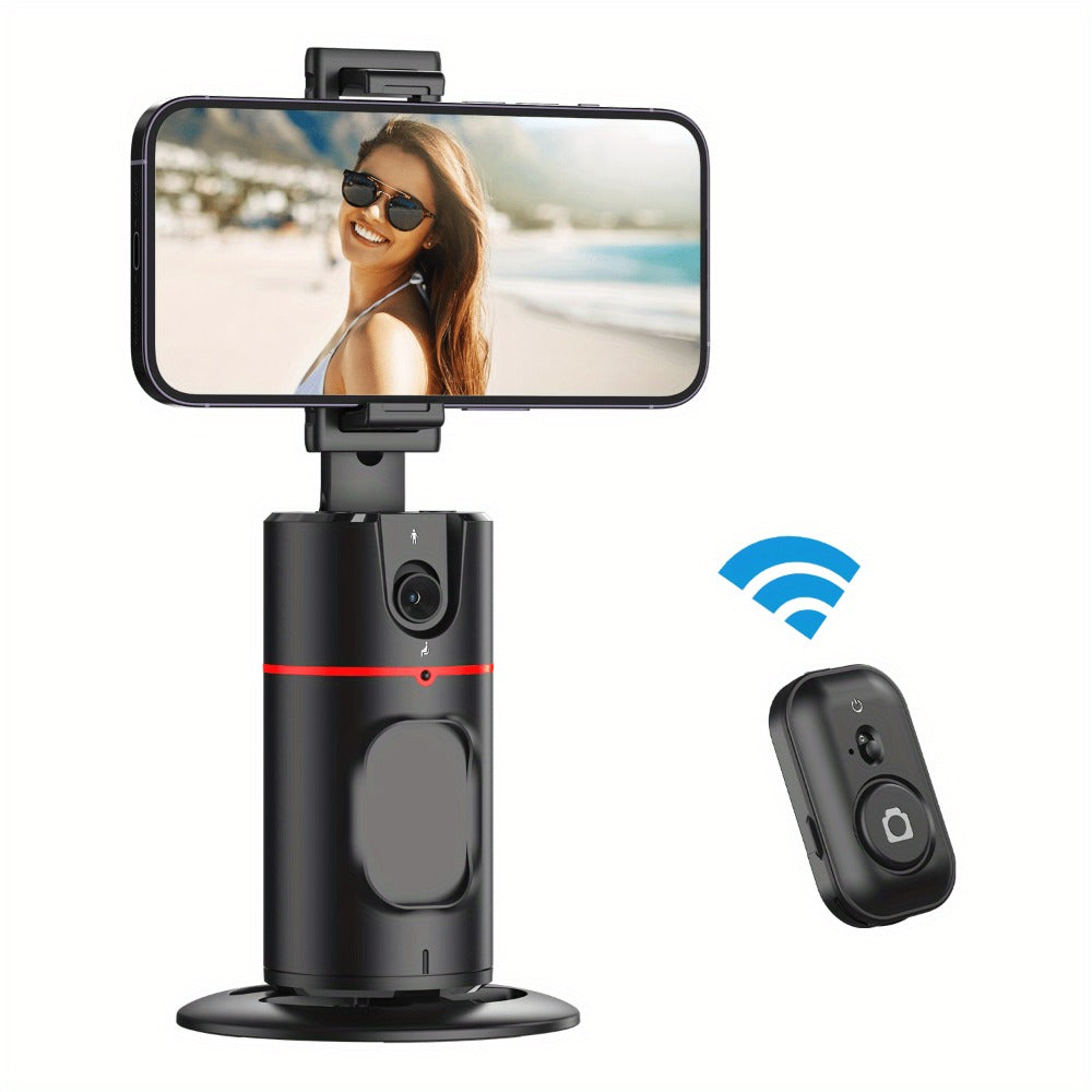 Gesture Control Auto Face Tracking Tripod with 360° Rotation & Wireless Remote No App Required – Smart AI Phone Holder for Vlogging Live Streaming TikTok YouTube Fitness iPhone Android Black Pink
