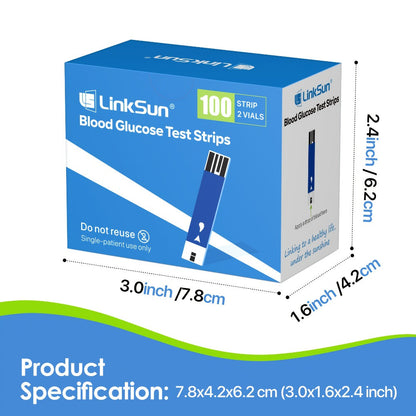 Blood Sugar Test Strips 100 Count Compatible with G-425-1 G-425-2 G-425-3 Glucose Meter Strips for Diabetic Blood Glucose Monitoring 1 Box