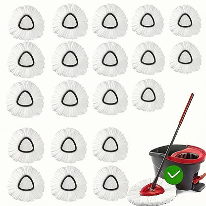 White Triangular Rotary Mop Replacement Heads in Two-, Five-, Ten- or Twenty-Piece Packs Pictured