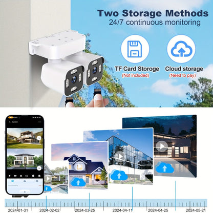 10x Zoom Dual Lens PTZ Outdoor Security Camera 5MP, 360° Pan Tilt, Siren Alarm, Two-Way Audio, Color Night Vision, 24H Wired Power, WiFi App Control – Home & Business Surveillance