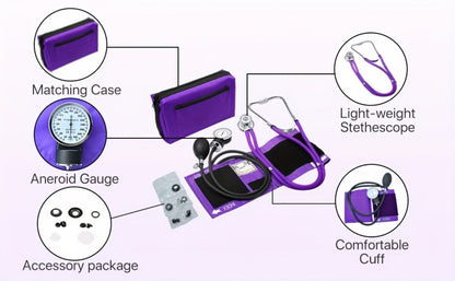 Blood Pressure Monitor Manual Aneroid Set with Upper-Arm Cuff, Stethoscope, Inflation Bulb and Portable Case