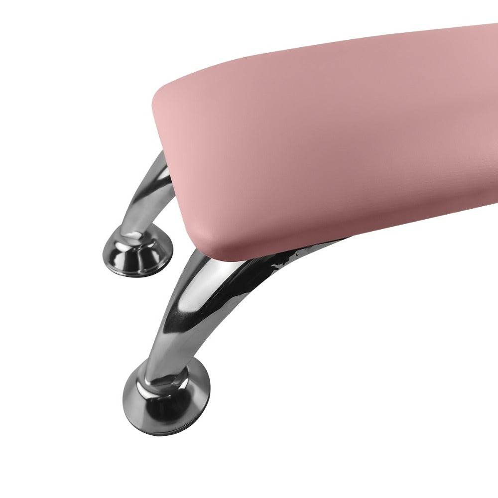 Curved Nail Salon Armrest with Metal-Look Legs in Pink, Black or White and Single- or Two-Piece Options