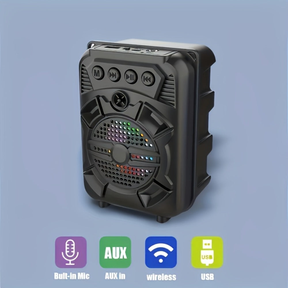Portable Bluetooth Speaker with LED Light, Stereo Bass Listing and Up to 10 Hours Playtime in Black