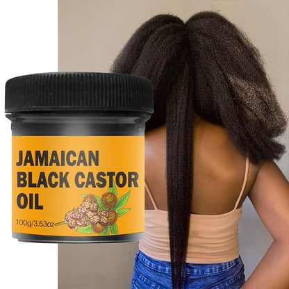Jamaican Black Castor Hair and Scalp Oil in a 100g Wide-Mouth Jar with 3.53 oz Net Weight Label
