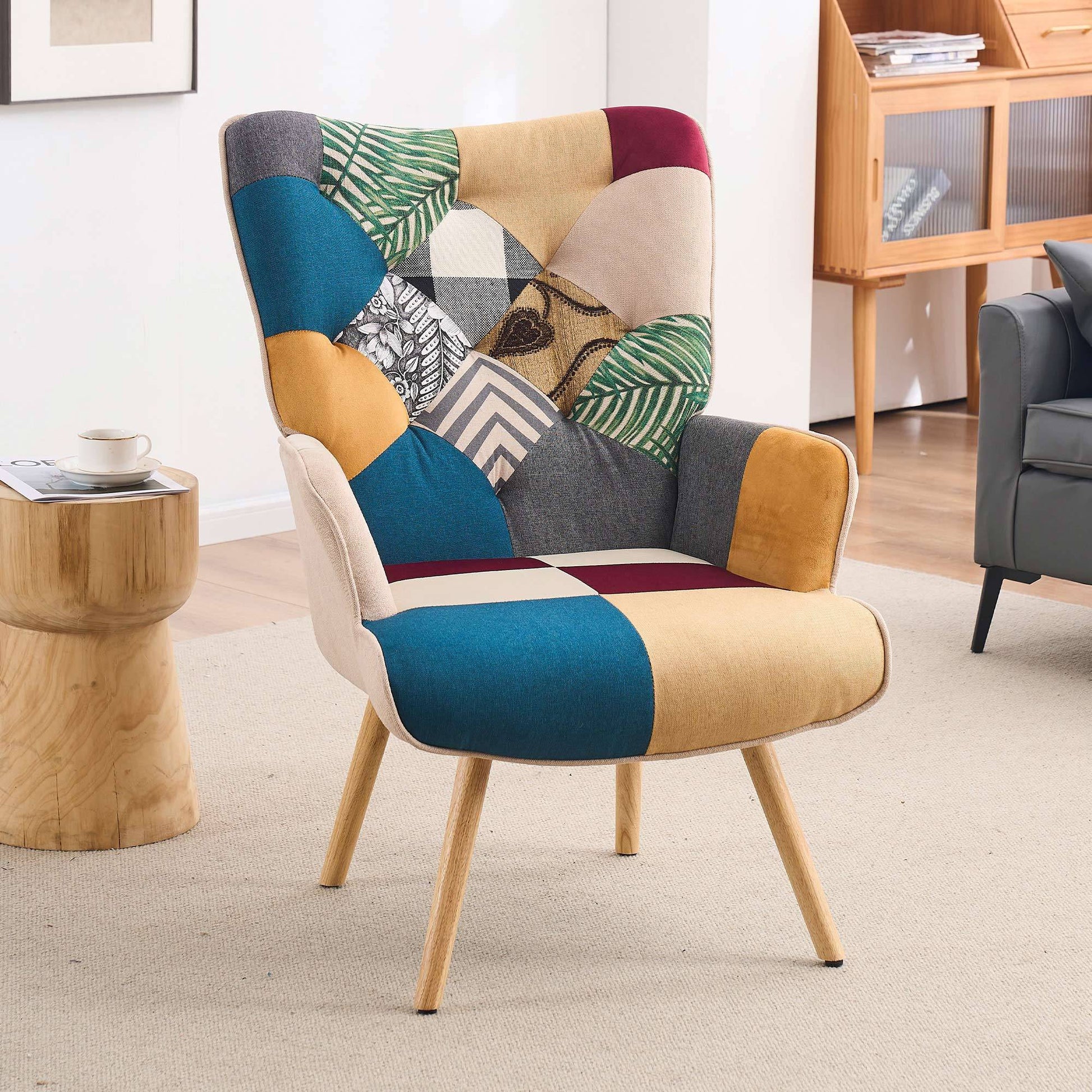 Accent Chair with High Back, Upholstered Lounge Chair for Living Room detail image - detail view 11