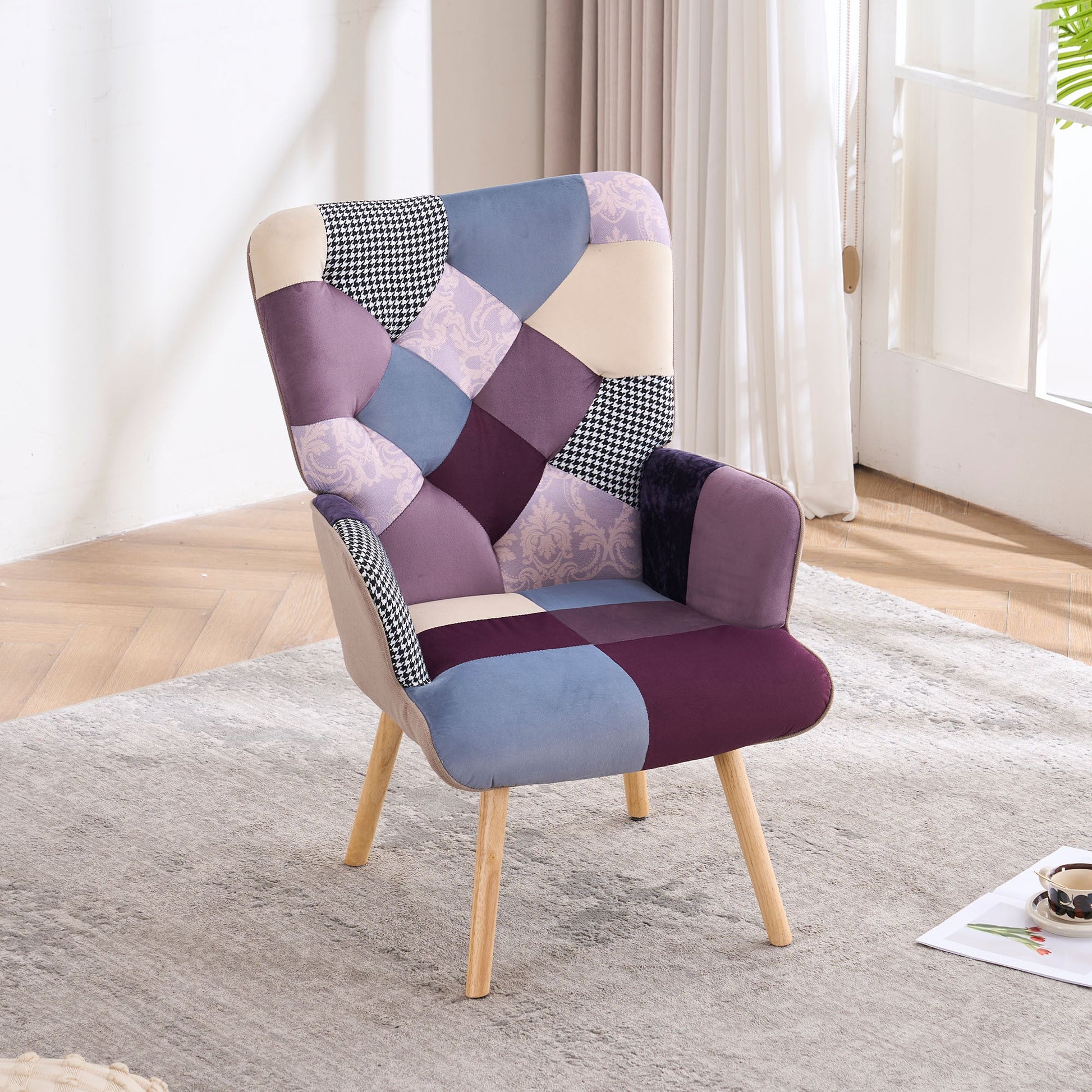 Accent Chair with High Back, Upholstered Lounge Chair for Living Room detail image - detail view 15