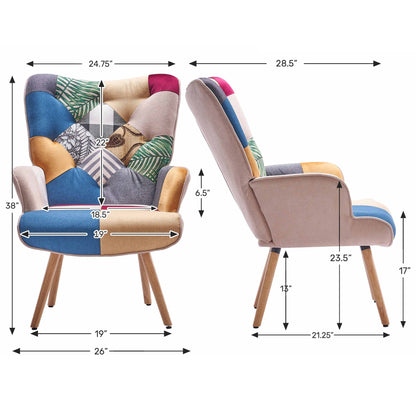 Accent Chair with High Back, Upholstered Lounge Chair for Living Room detail image