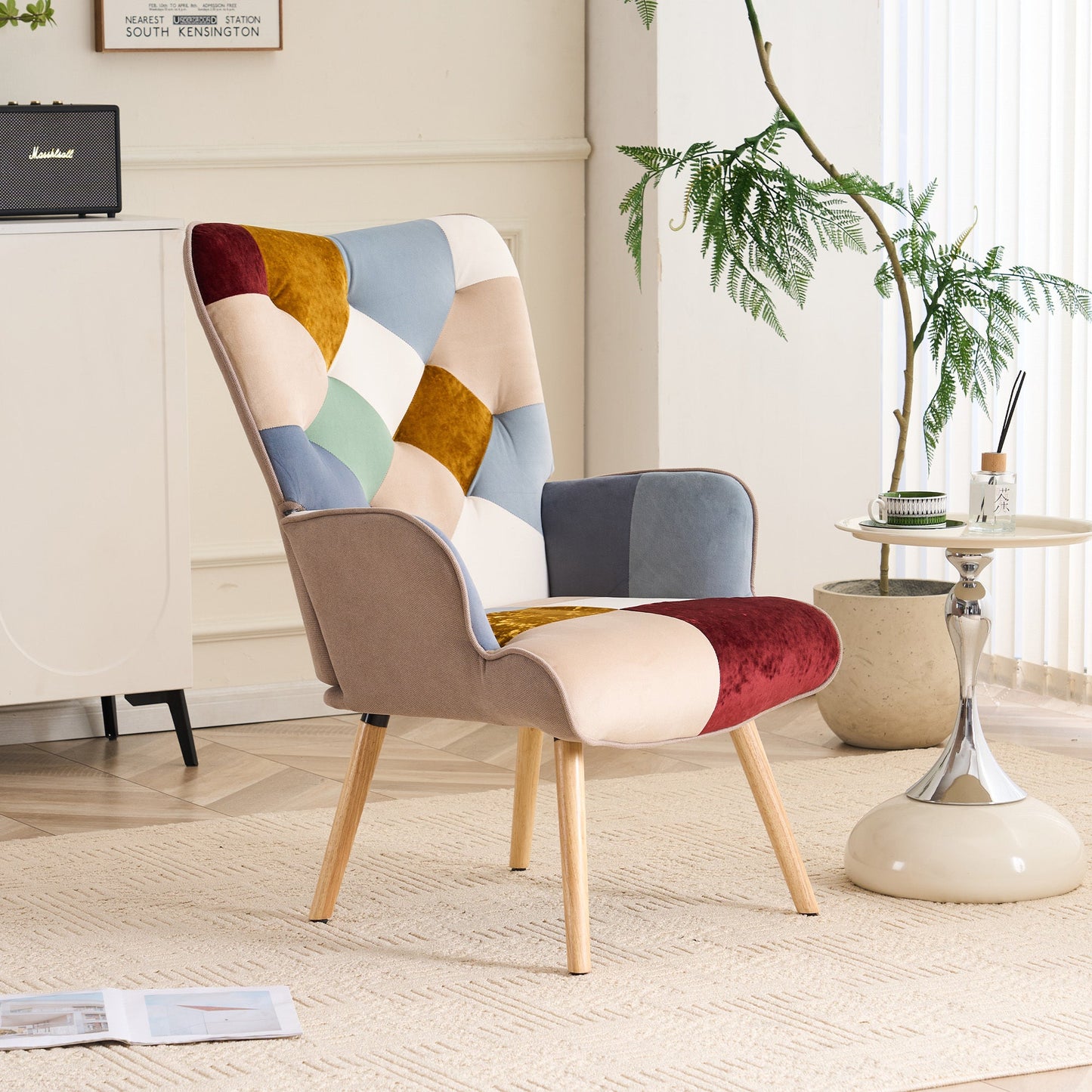 Accent Chair with High Back, Upholstered Lounge Chair for Living Room detail image - detail view 22