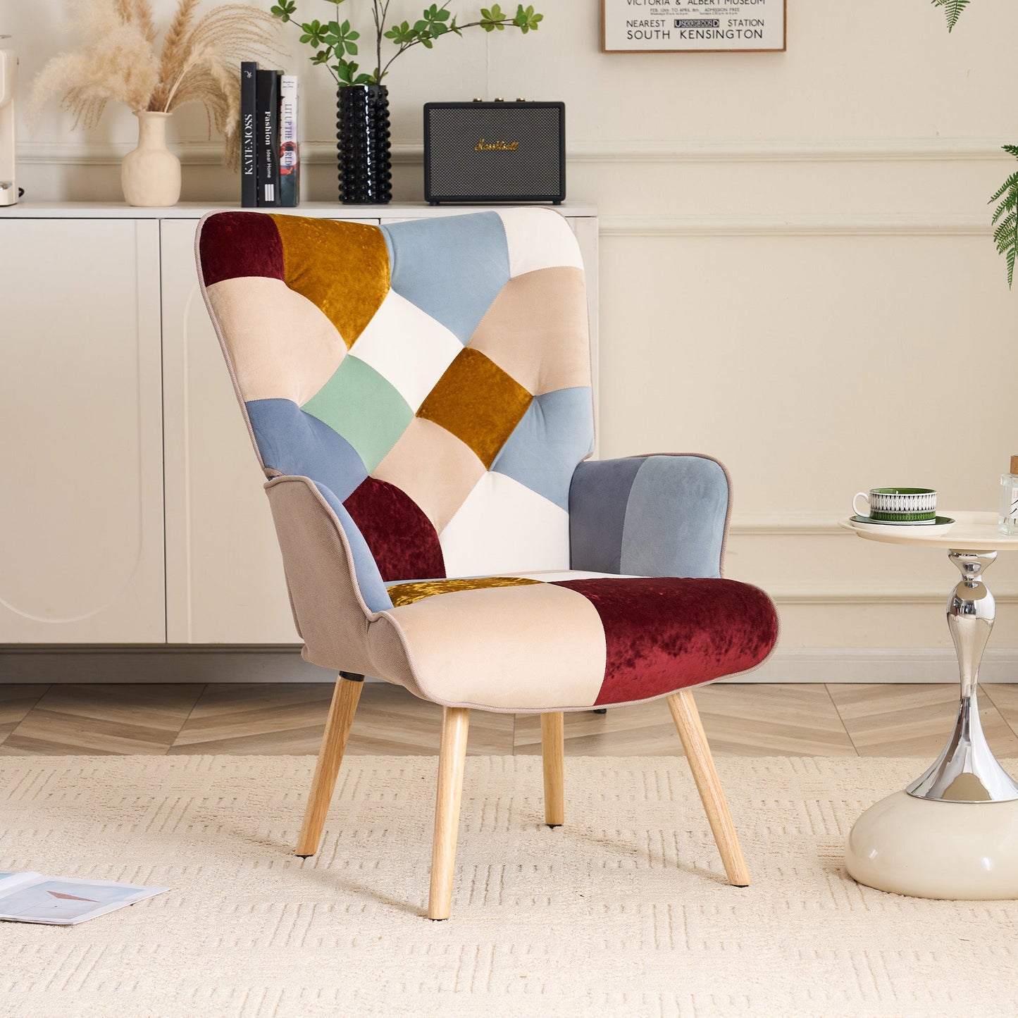 Accent Chair with High Back, Upholstered Lounge Chair for Living Room detail image - detail view 24