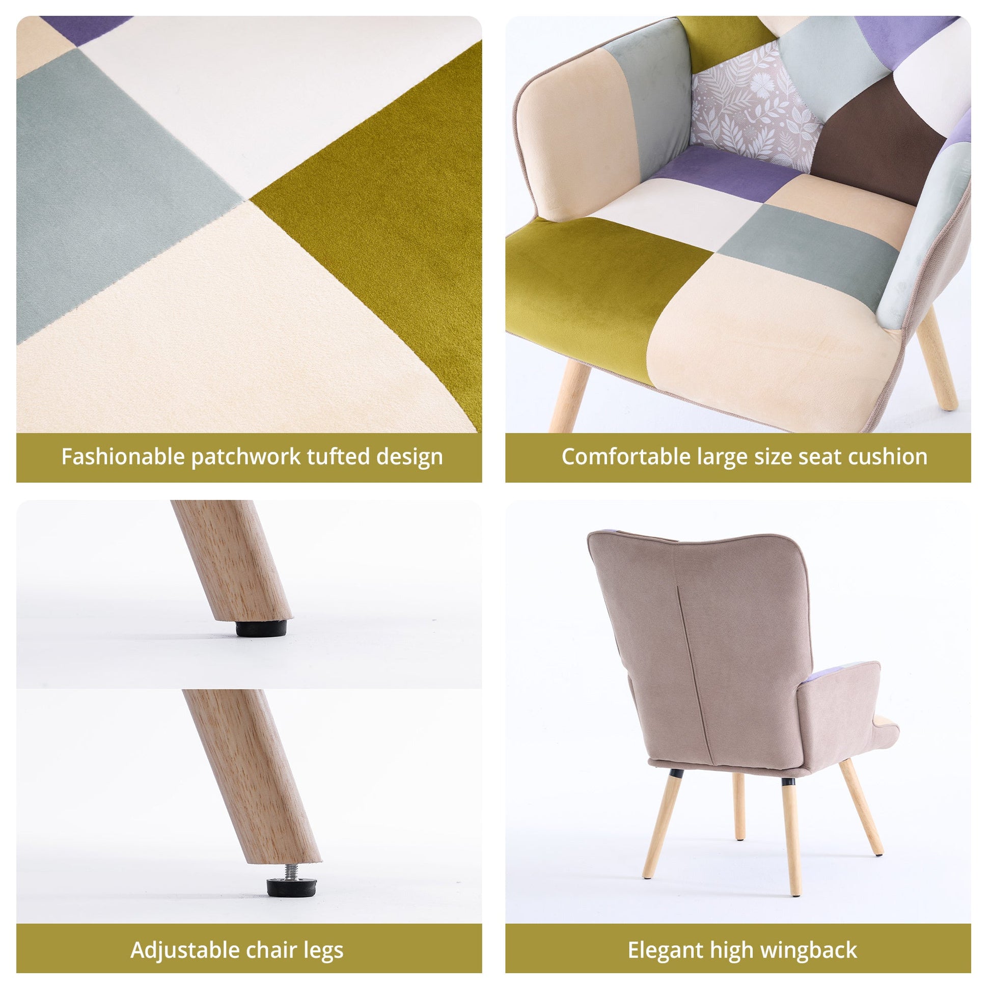 Accent Chair with High Back, Upholstered Lounge Chair for Living Room detail image - detail view 29