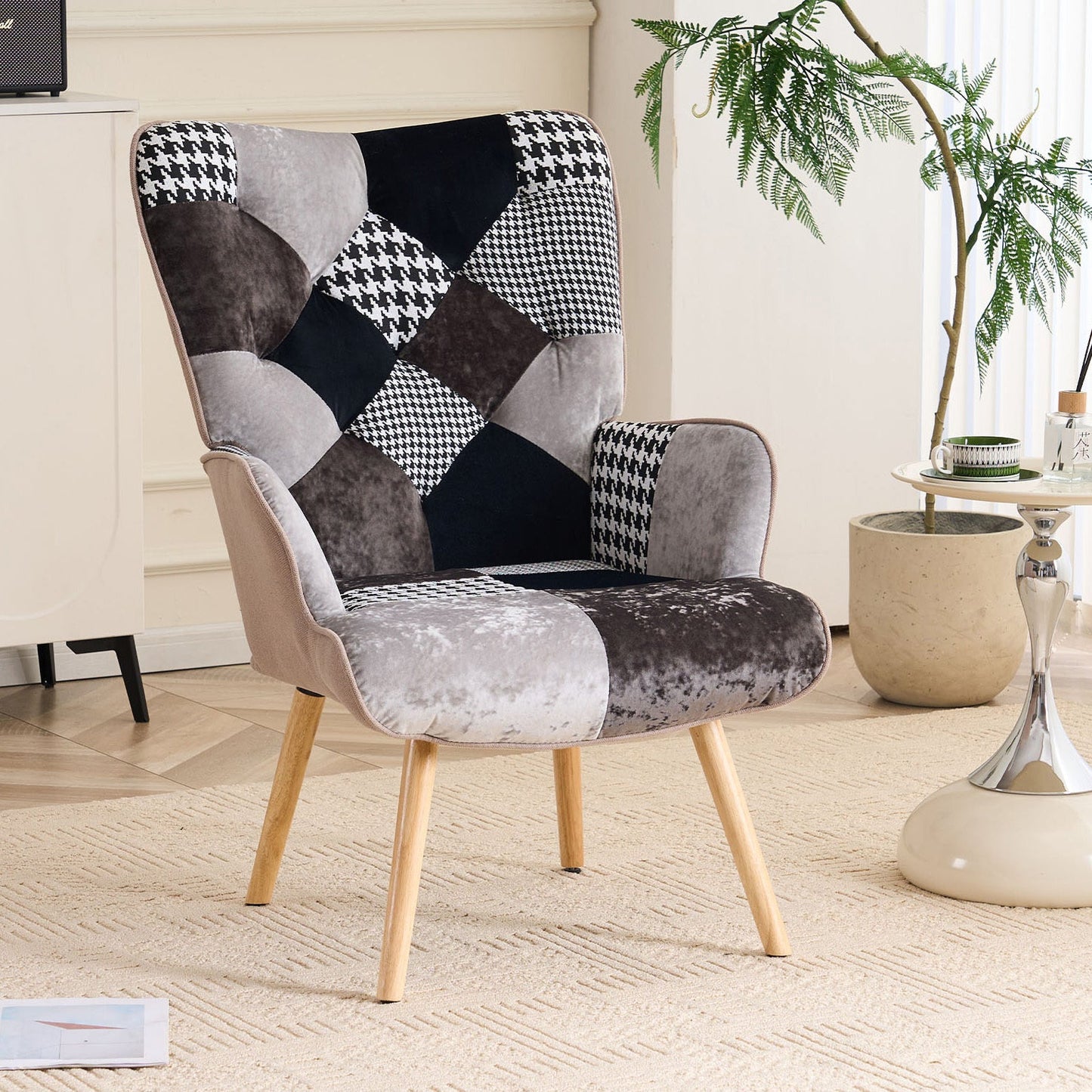 Accent Chair with High Back, Upholstered Lounge Chair for Living Room detail image - detail view 4