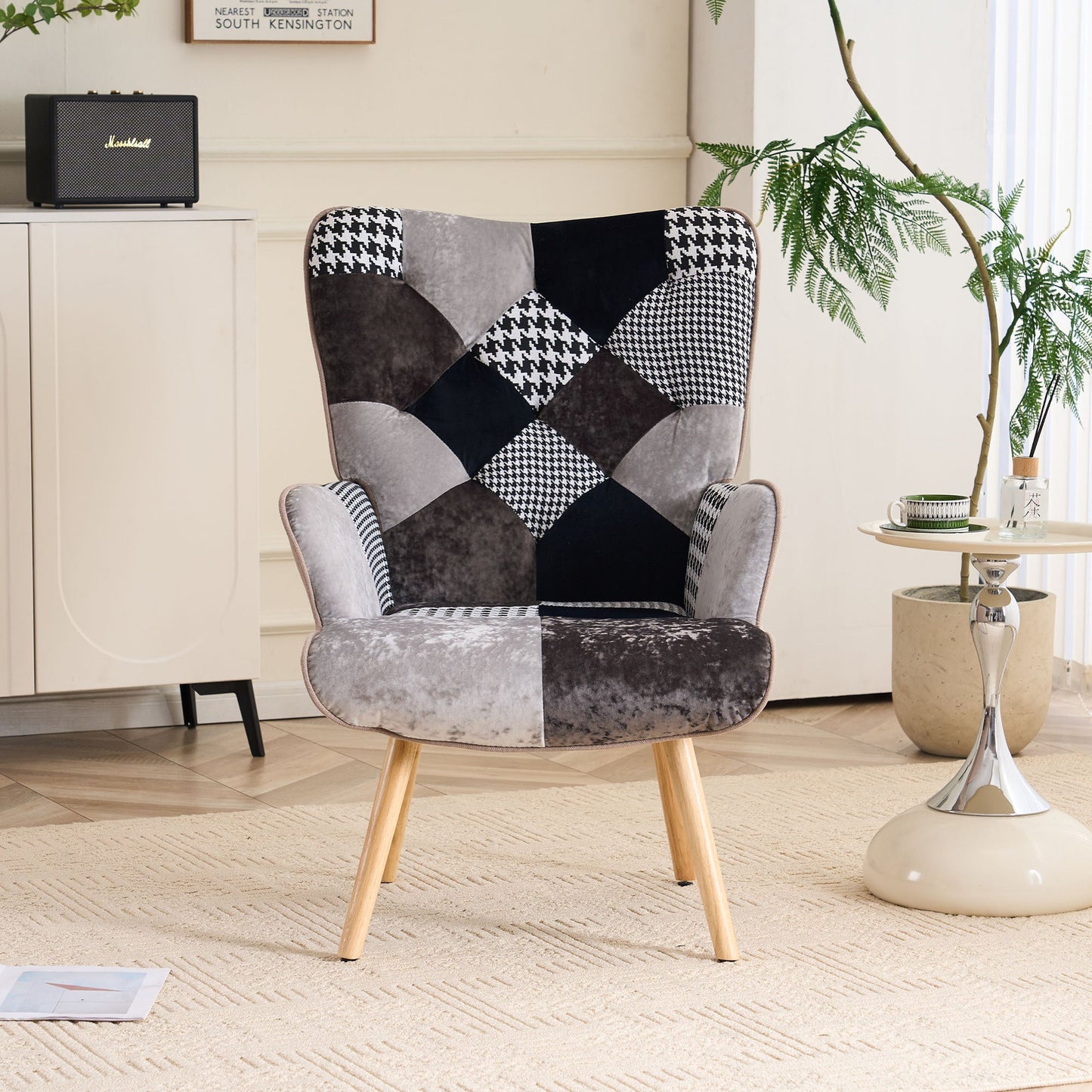 Accent Chair with High Back, Upholstered Lounge Chair for Living Room detail image - detail view 5