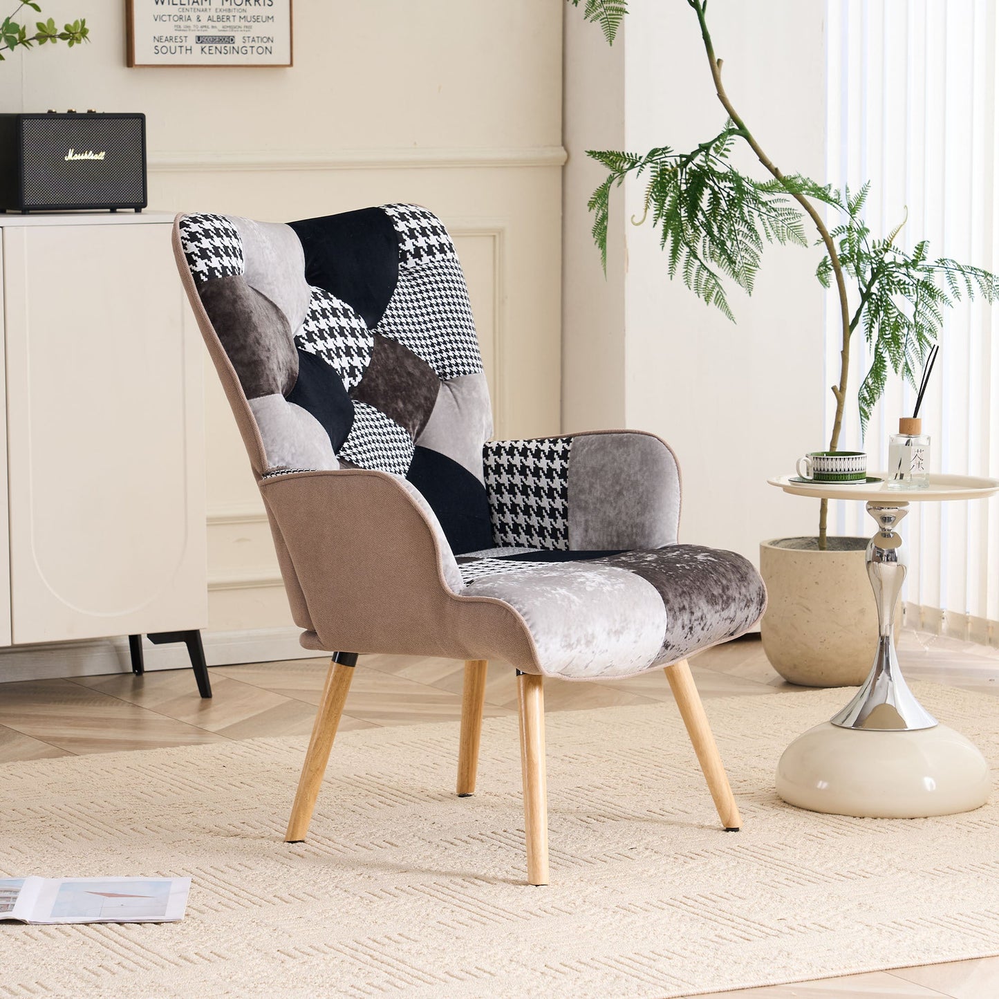 Accent Chair with High Back, Upholstered Lounge Chair for Living Room detail image - detail view 6