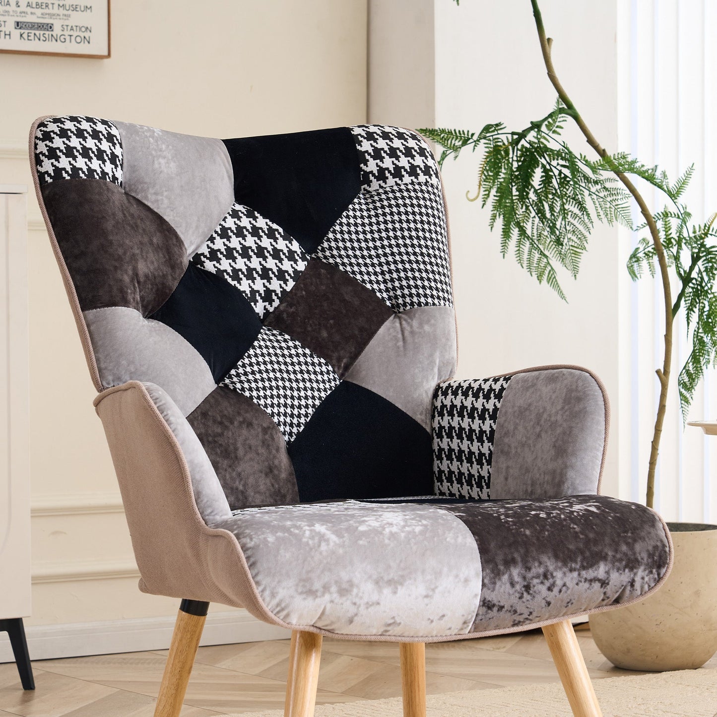 Accent Chair with High Back, Upholstered Lounge Chair for Living Room detail image - detail view 9