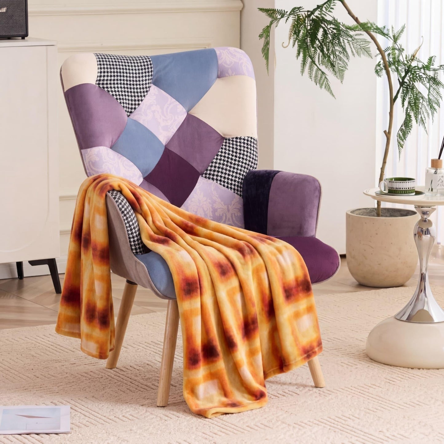 Accent Chair shown in the Purple Polyester Blend option