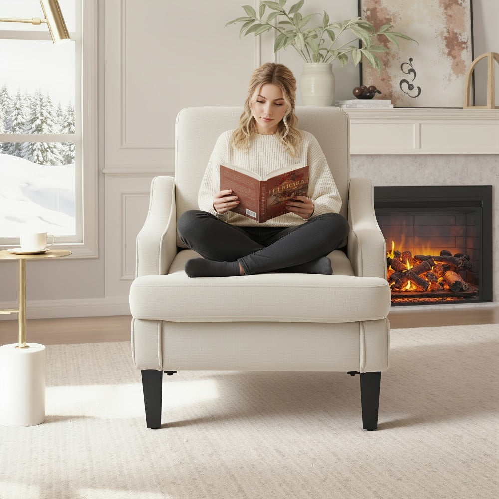 Accent Chair with Solid Wood Construction for Comfortable Everyday Seating in Living Room detail image - detail view 6