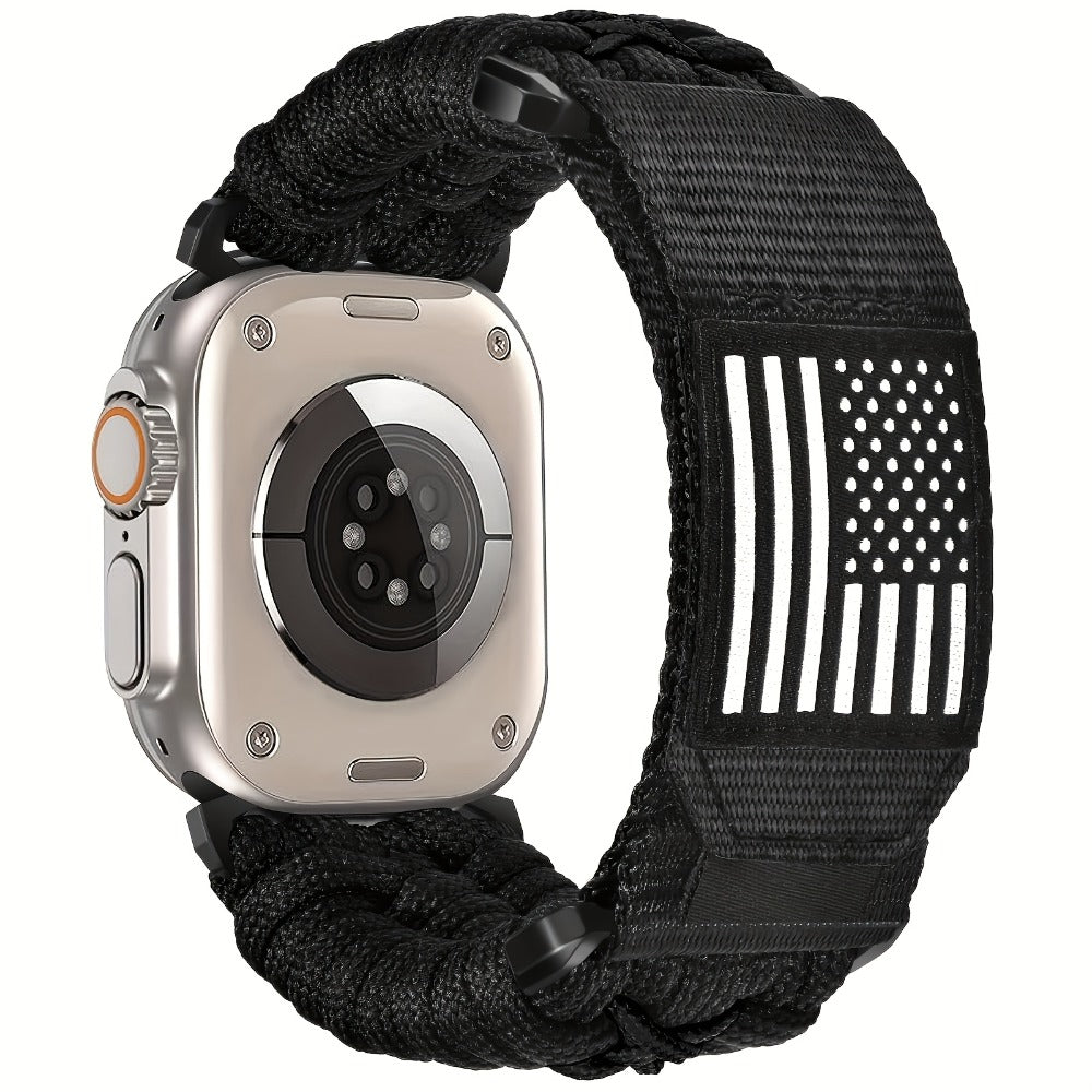 Watch Band with Woven Nylon Loop, Adjustable Metal Buckle and Three Wrist Ranges for Apple Watch Sizes