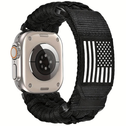 Watch Band with Woven Nylon Loop, Adjustable Metal Buckle and Three Wrist Ranges for Apple Watch Sizes