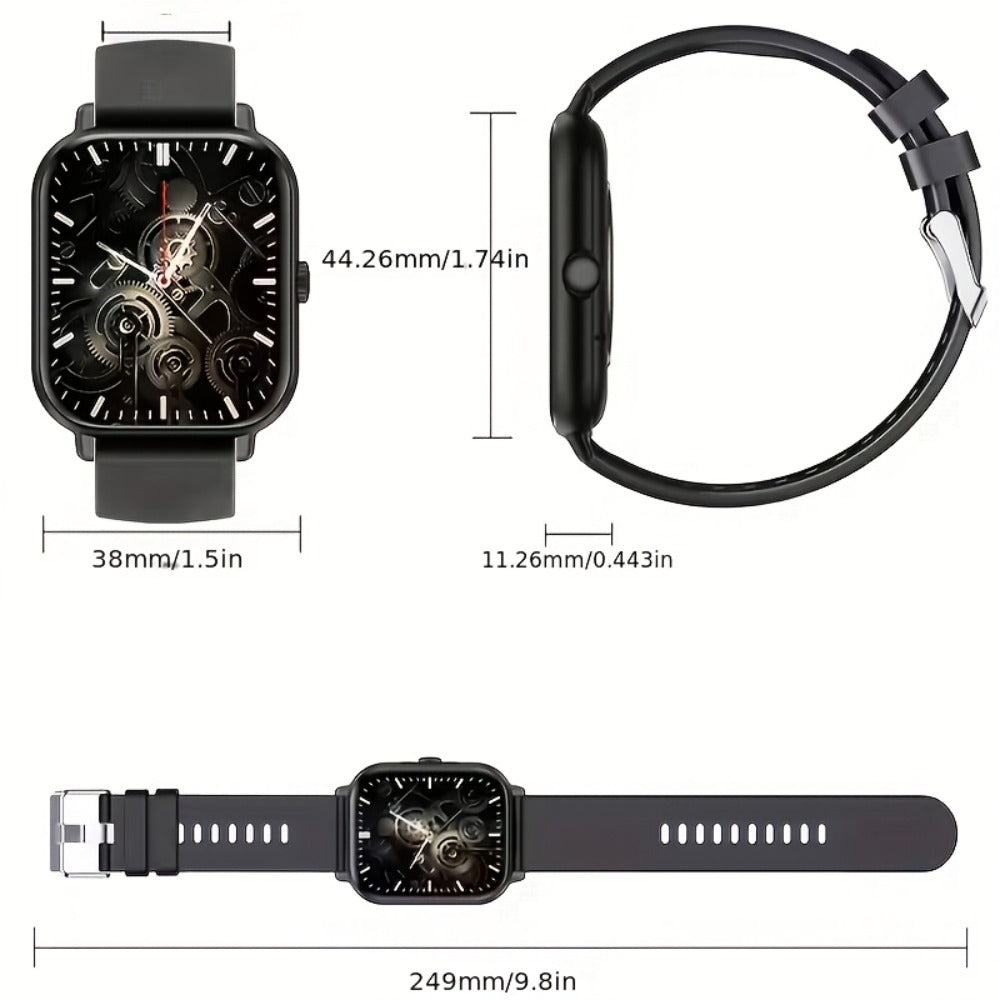 Couple's Set Smartwatch with Voice Assistant – Wireless Calling, Built-in Speaker, Music Control, Fitness Tracker – Matching His & Hers Gift Set Black Pink Silver – iPhone & Android Compatible