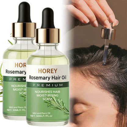 Rosemary Hair and Scalp Oil in One- or Two-Bottle 50ml Options with Batana and Castor Seed Oil Labels